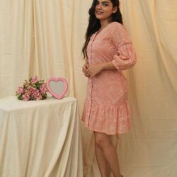 Penelope Shirt Dress in Sunset Peach