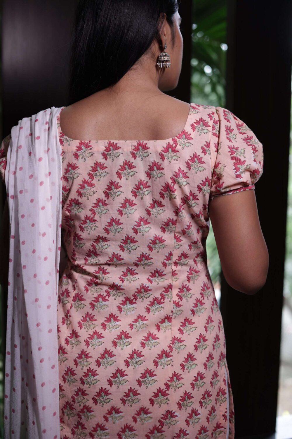 Rose polka suit set in Peach - Image 8